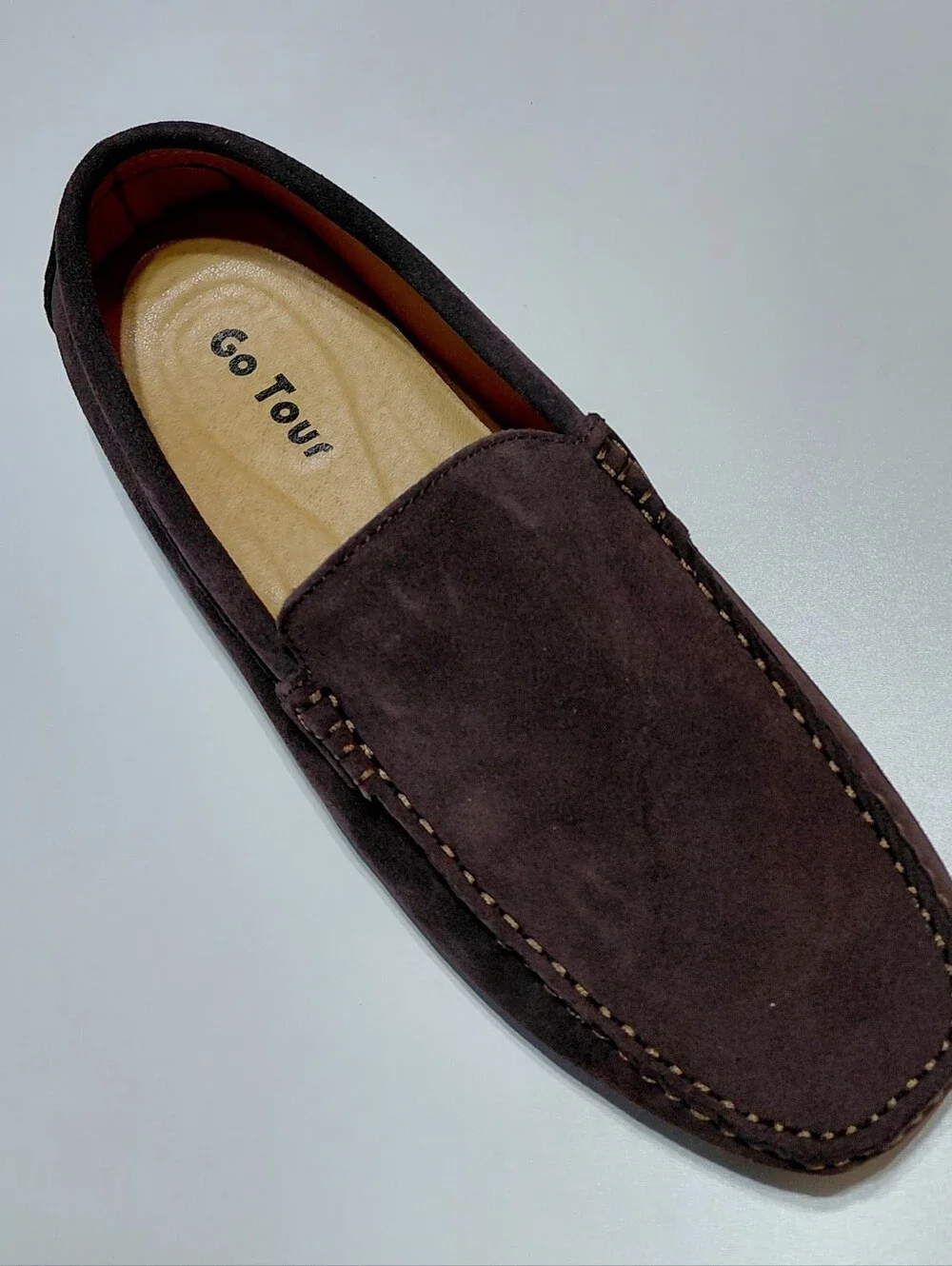 GO TOUR Men's Brown Suede Slip-On Loafers Size 11M